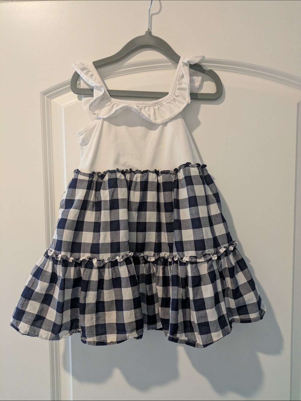 Janie and Jack White & Navy Gingham Ruffle Sundress